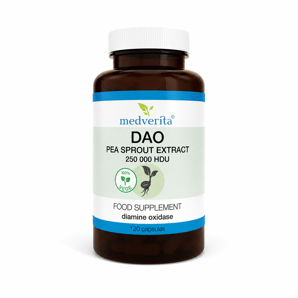 Medverita DAO Pea Sprout Extract 250,000 HDU – 120 Vegan Capsules